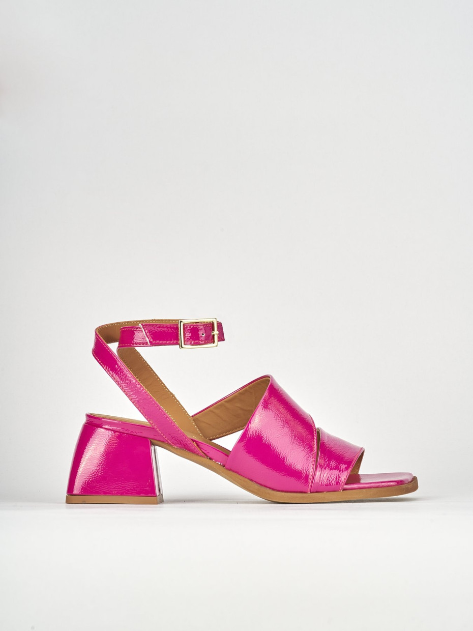 High heel sandals heel 5 cm pink leather