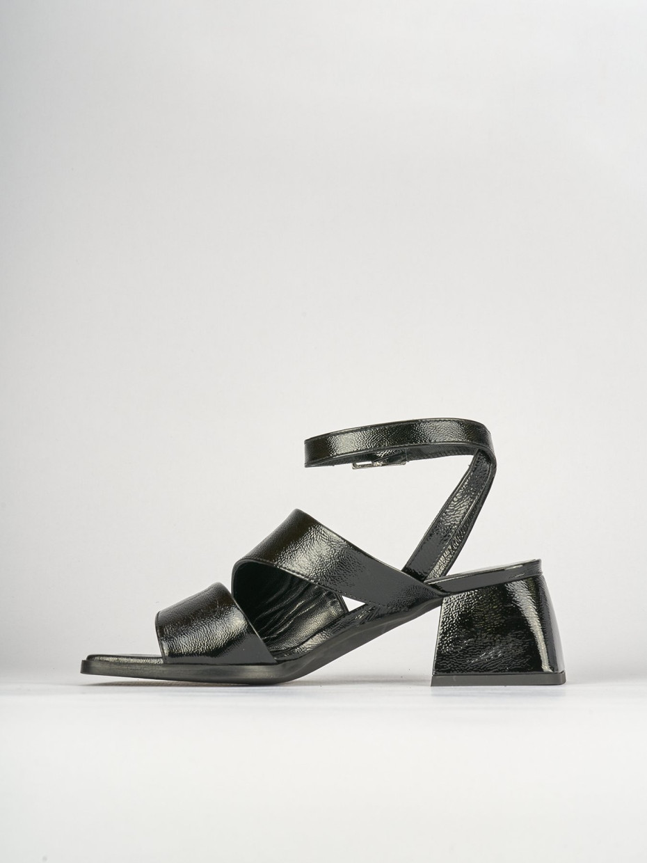 Sandali tacco 5cm pelle nero