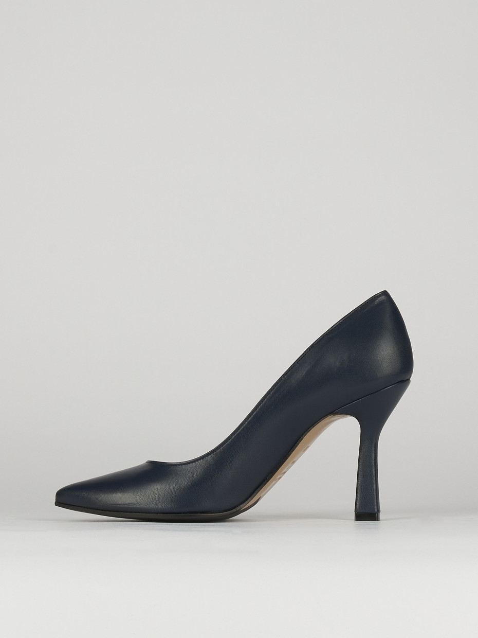 Decolte tacco 8cm blu pelle