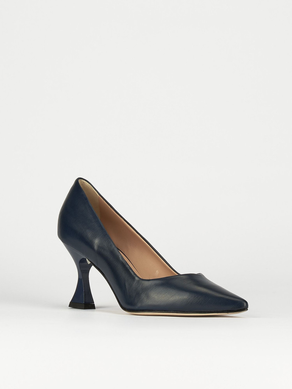 Pumps woman heel 7 cm blu leather Barca Stores