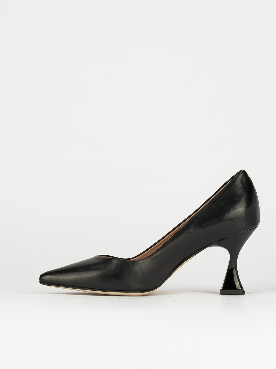 Décolleté e slingback tacco 7cm pelle nero