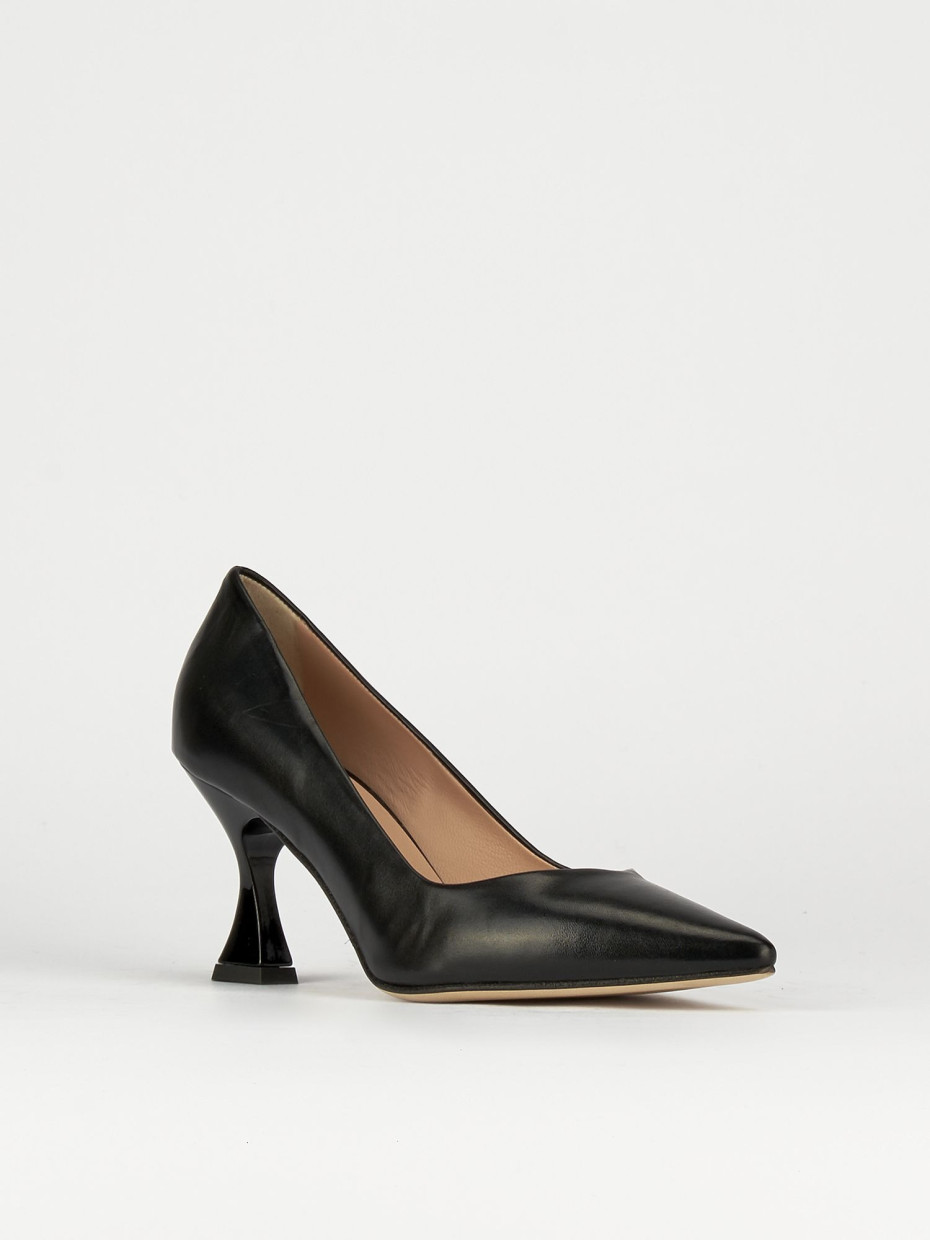 Décolleté e slingback tacco 7cm pelle nero