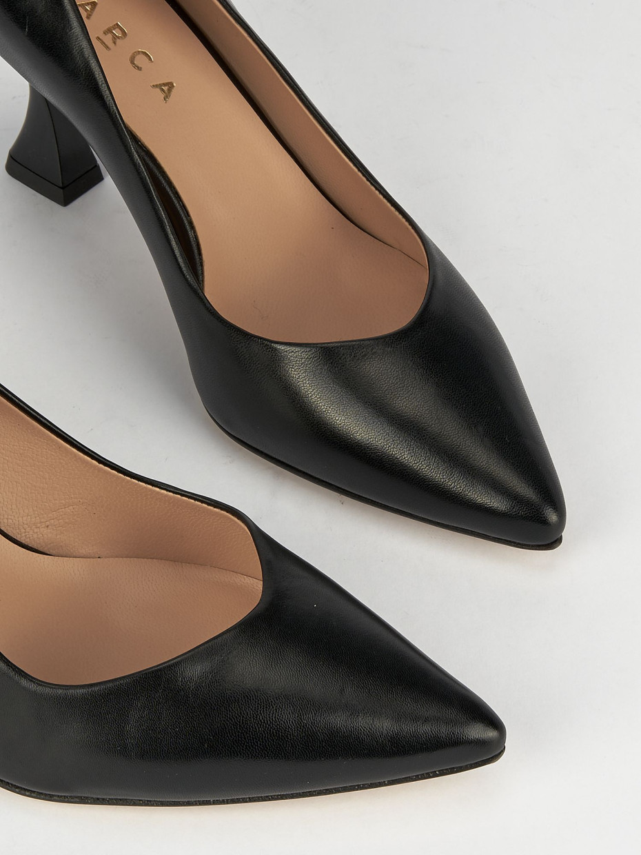 Décolleté e slingback tacco 7cm pelle nero