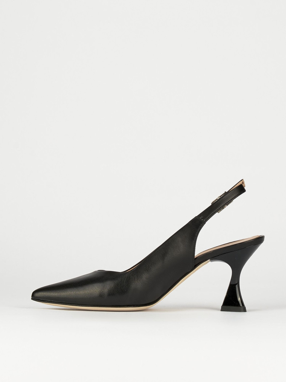 Décolleté e slingback tacco 7cm pelle nero