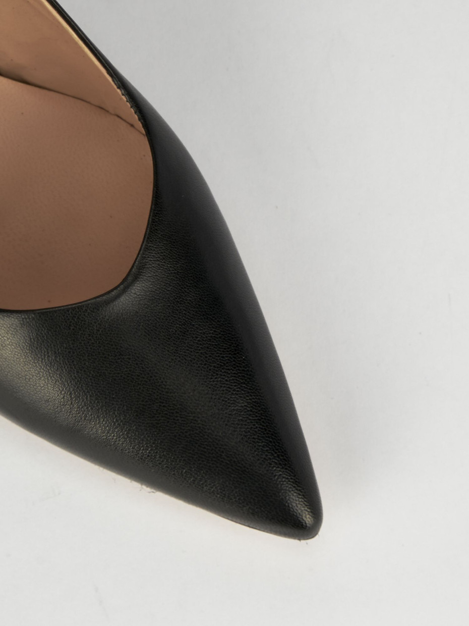 Décolleté e slingback tacco 7cm pelle nero