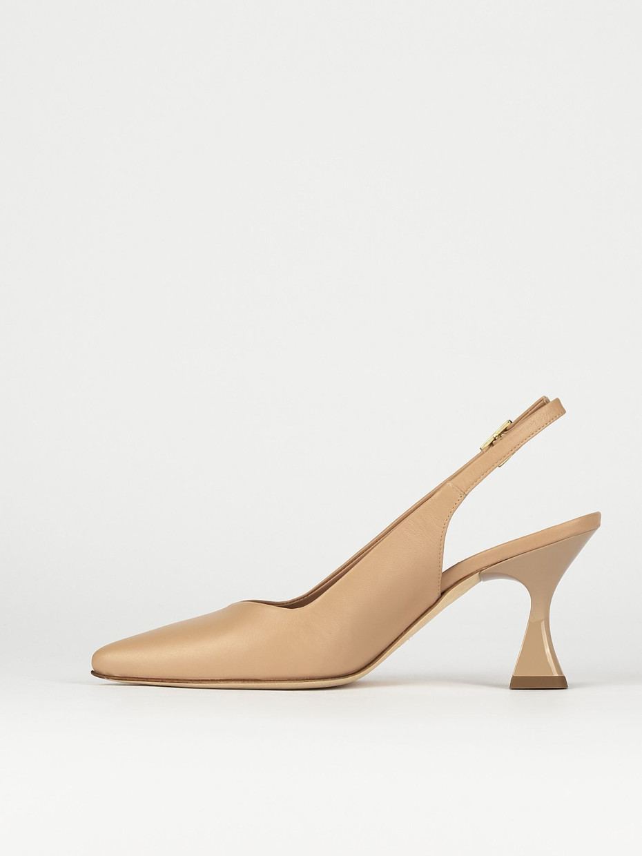 Décolleté e slingback tacco 7cm pelle rosa