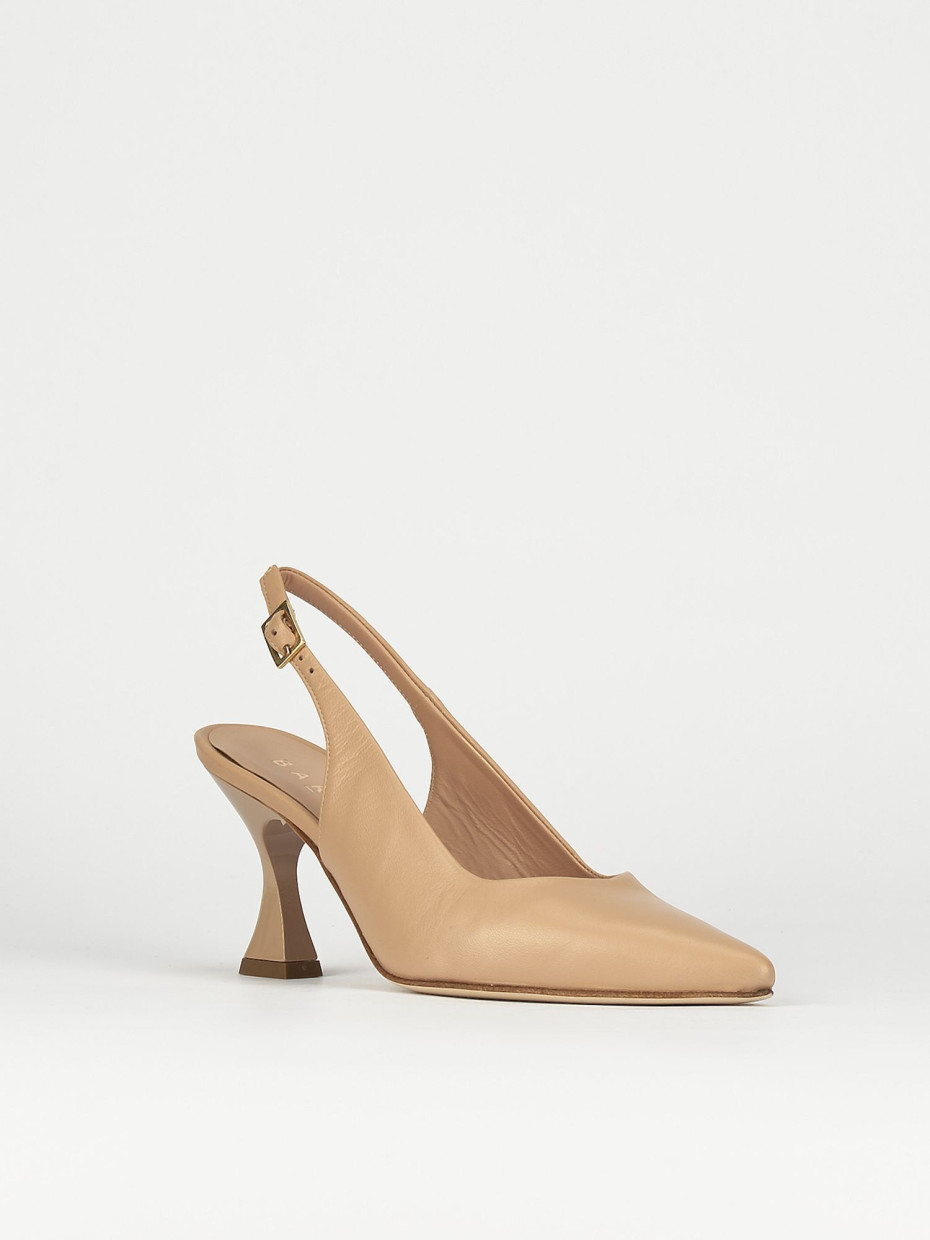Décolleté e slingback tacco 7cm pelle rosa