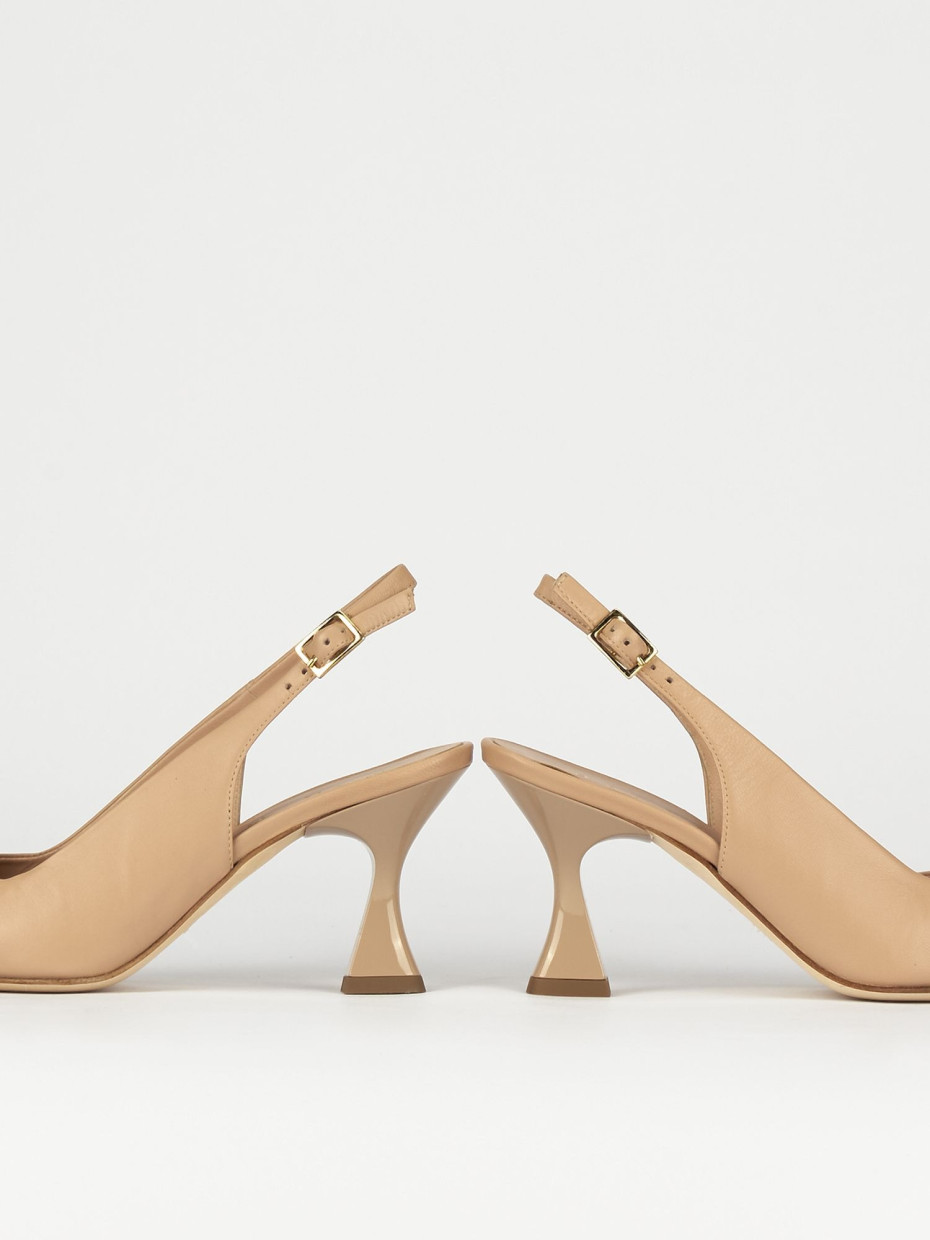 Décolleté e slingback tacco 7cm pelle rosa