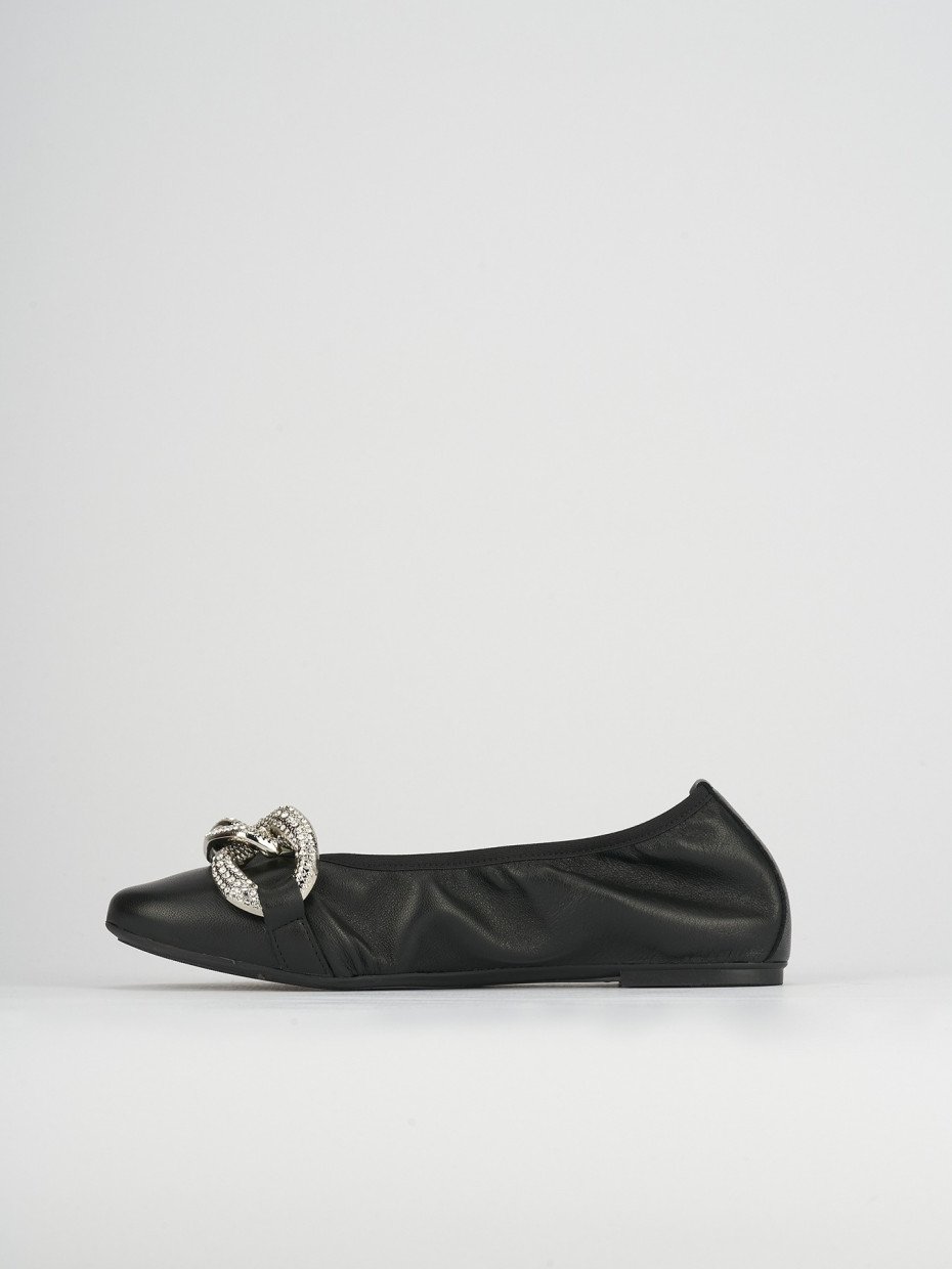 Flat shoes heel 1 cm black leather