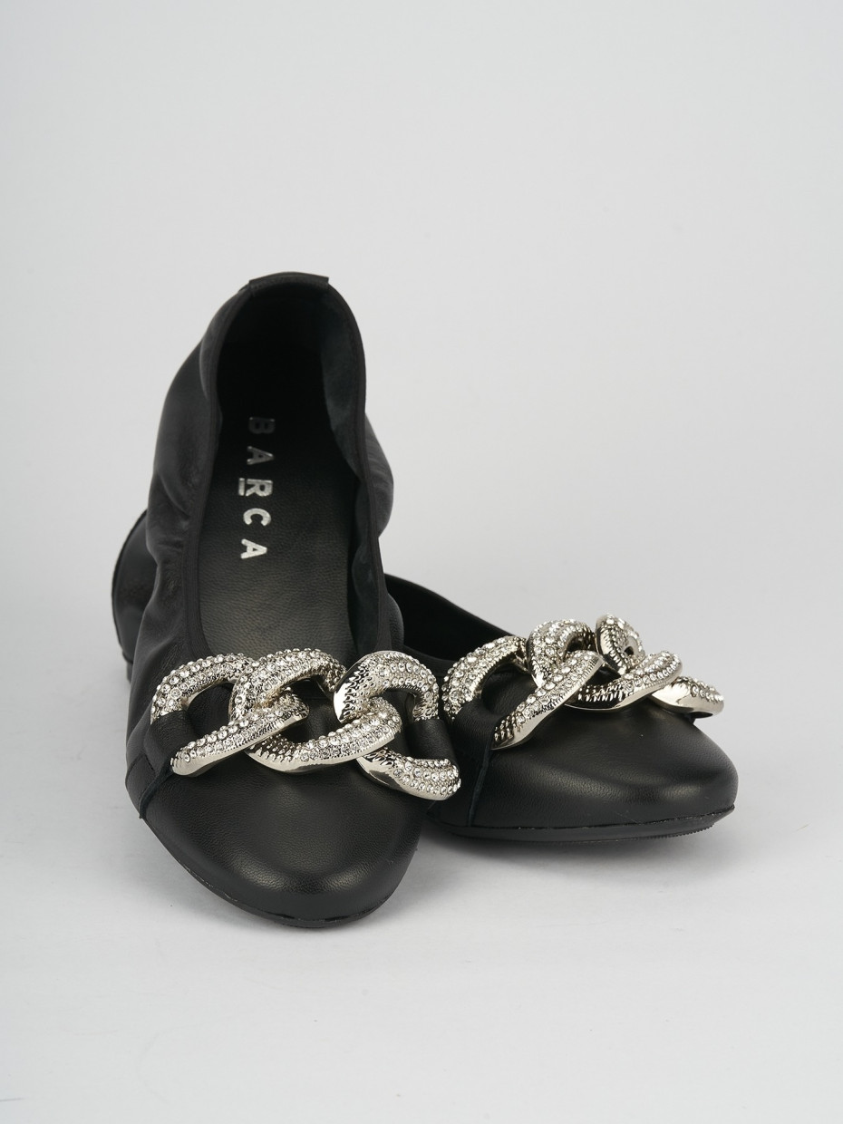 Flat shoes heel 1 cm black leather