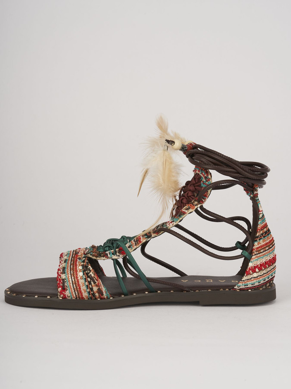 Sandali tacco 1cm pelle multicolor