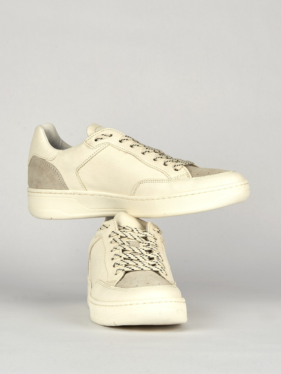 Sneakers tacco 1cm pelle bianco