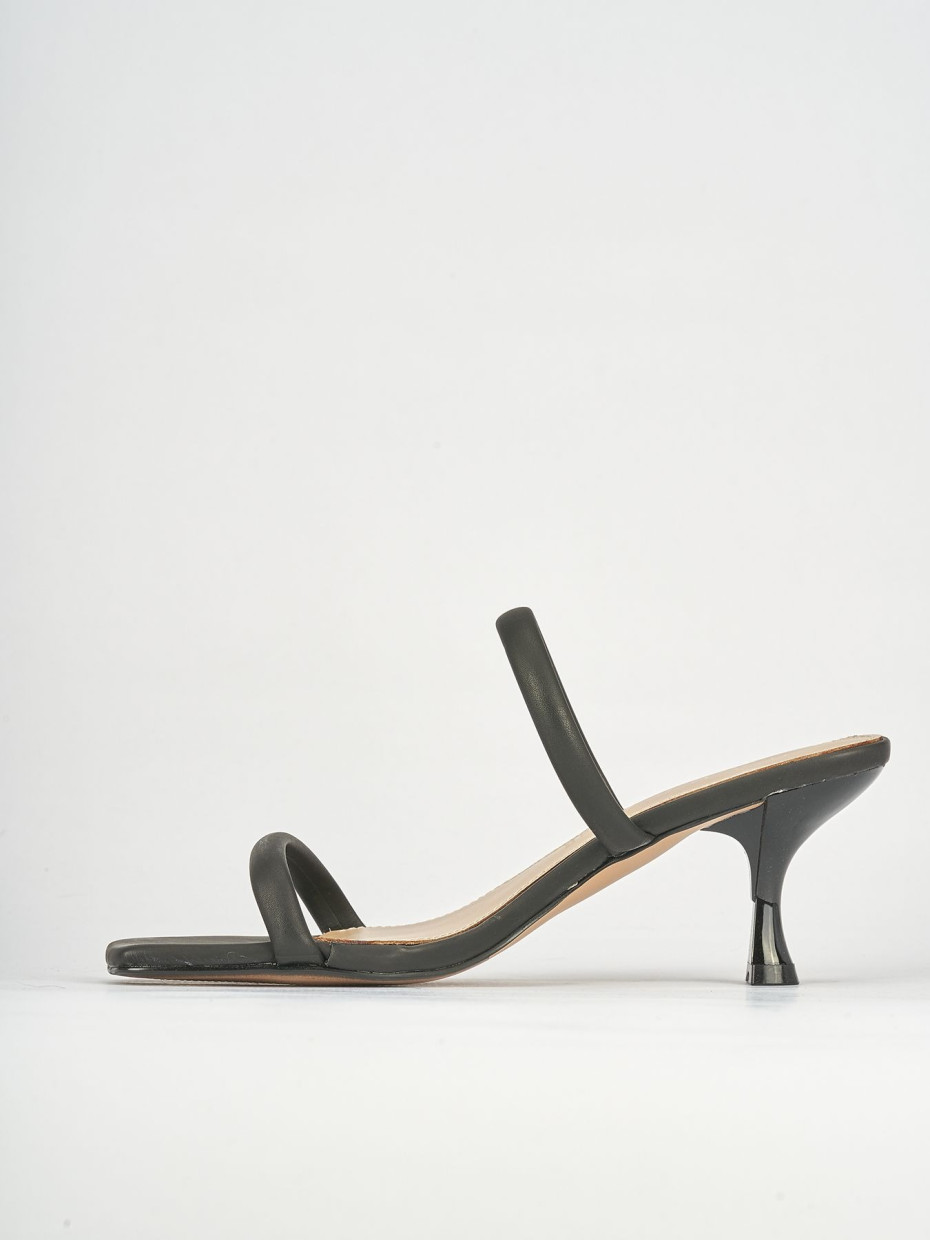 Ciabatte tacco 5cm pelle nero