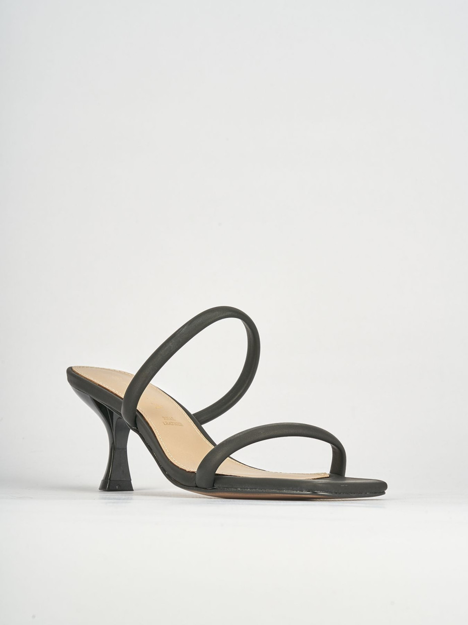 Ciabatte tacco 5cm pelle nero