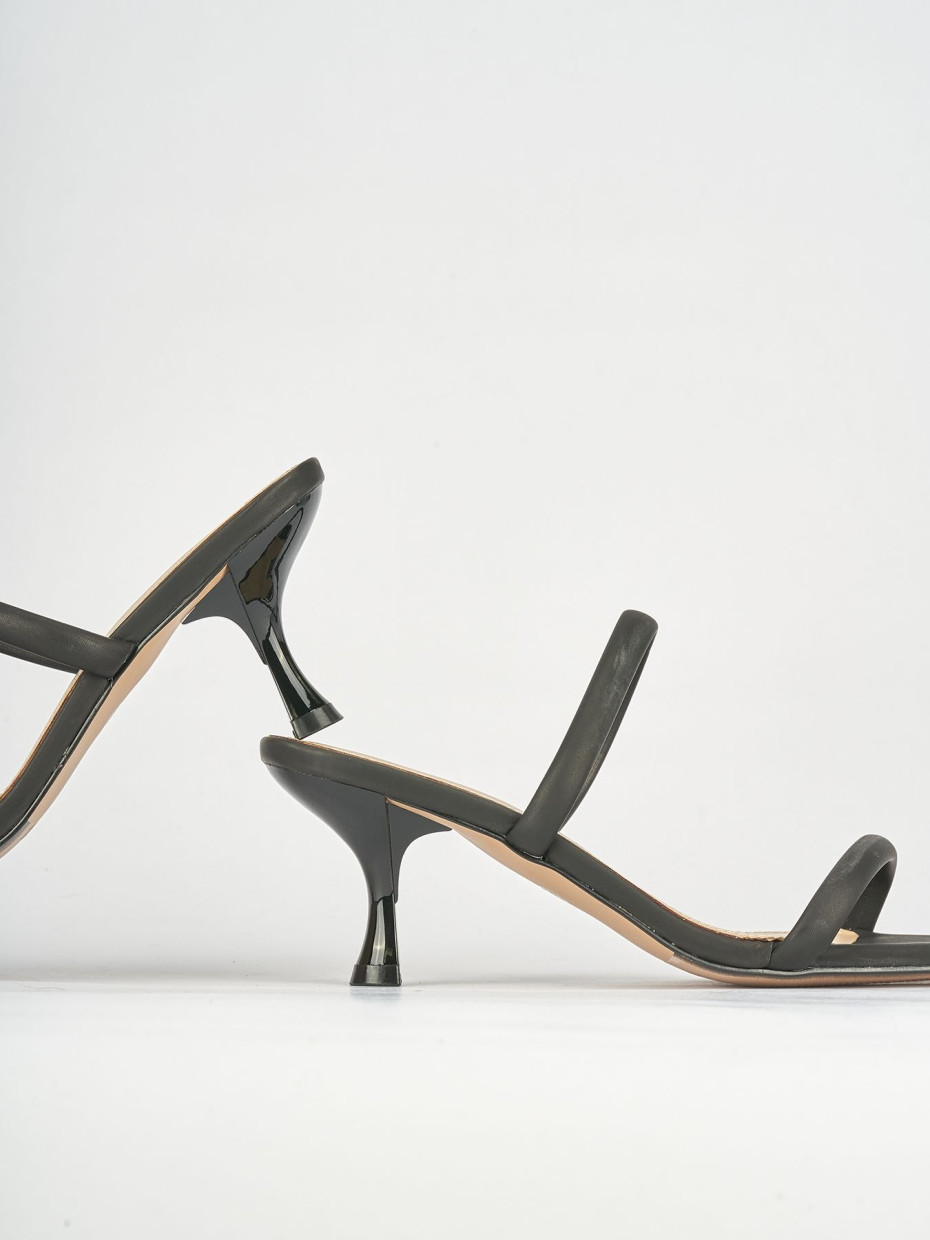 Ciabatte tacco 5cm pelle nero