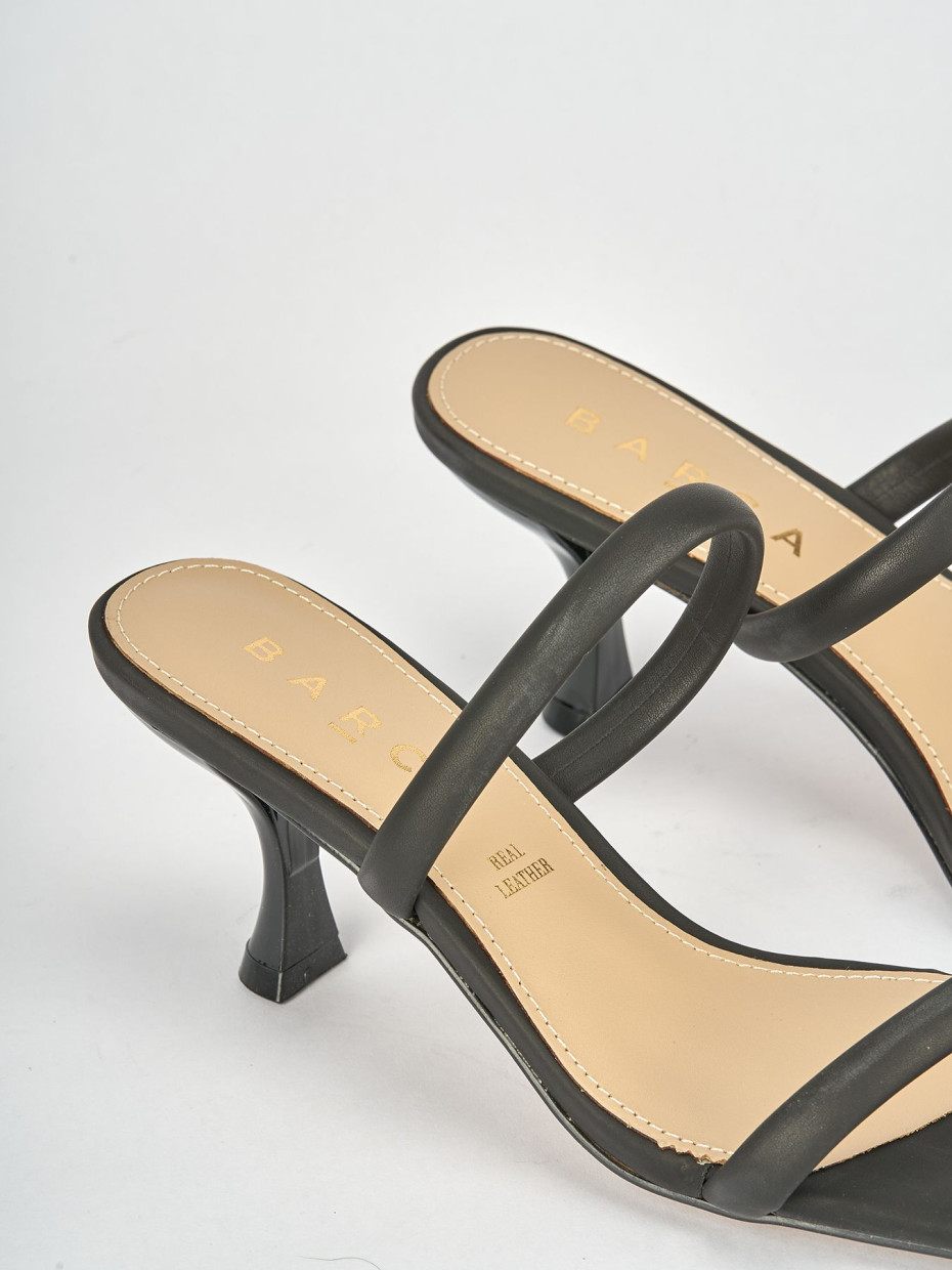 Ciabatte tacco 5cm pelle nero