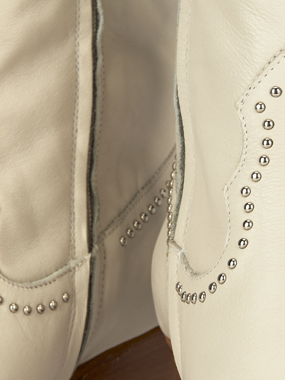 Stivaletti tacco 7cm pelle beige