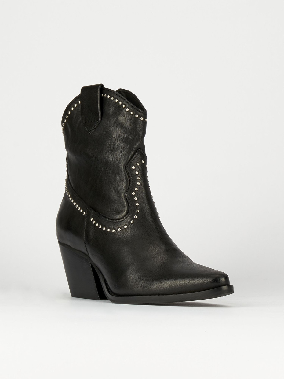 Stivale tronchetto tacco 7 cm nero pelle