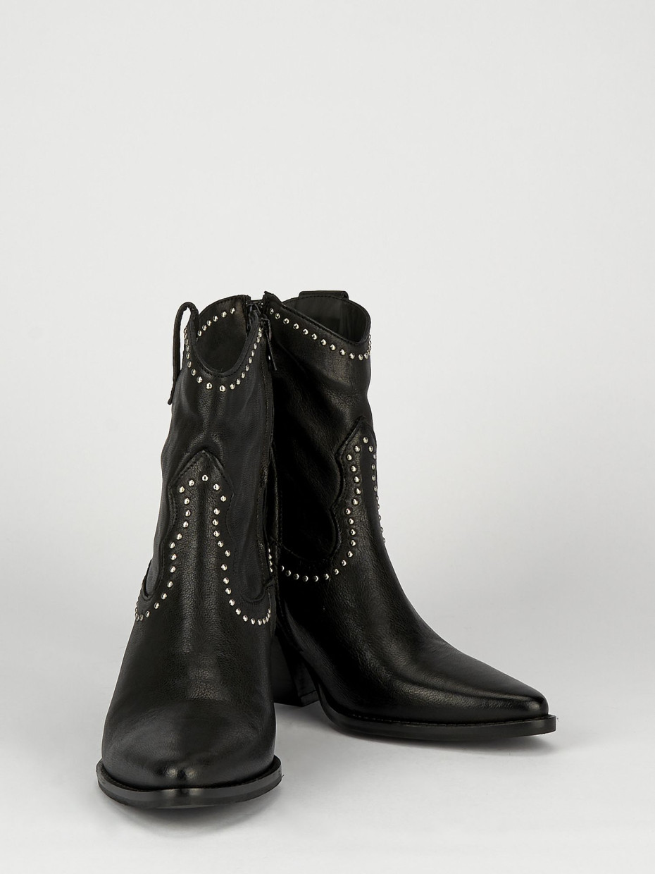 Stivale tronchetto tacco 7 cm nero pelle
