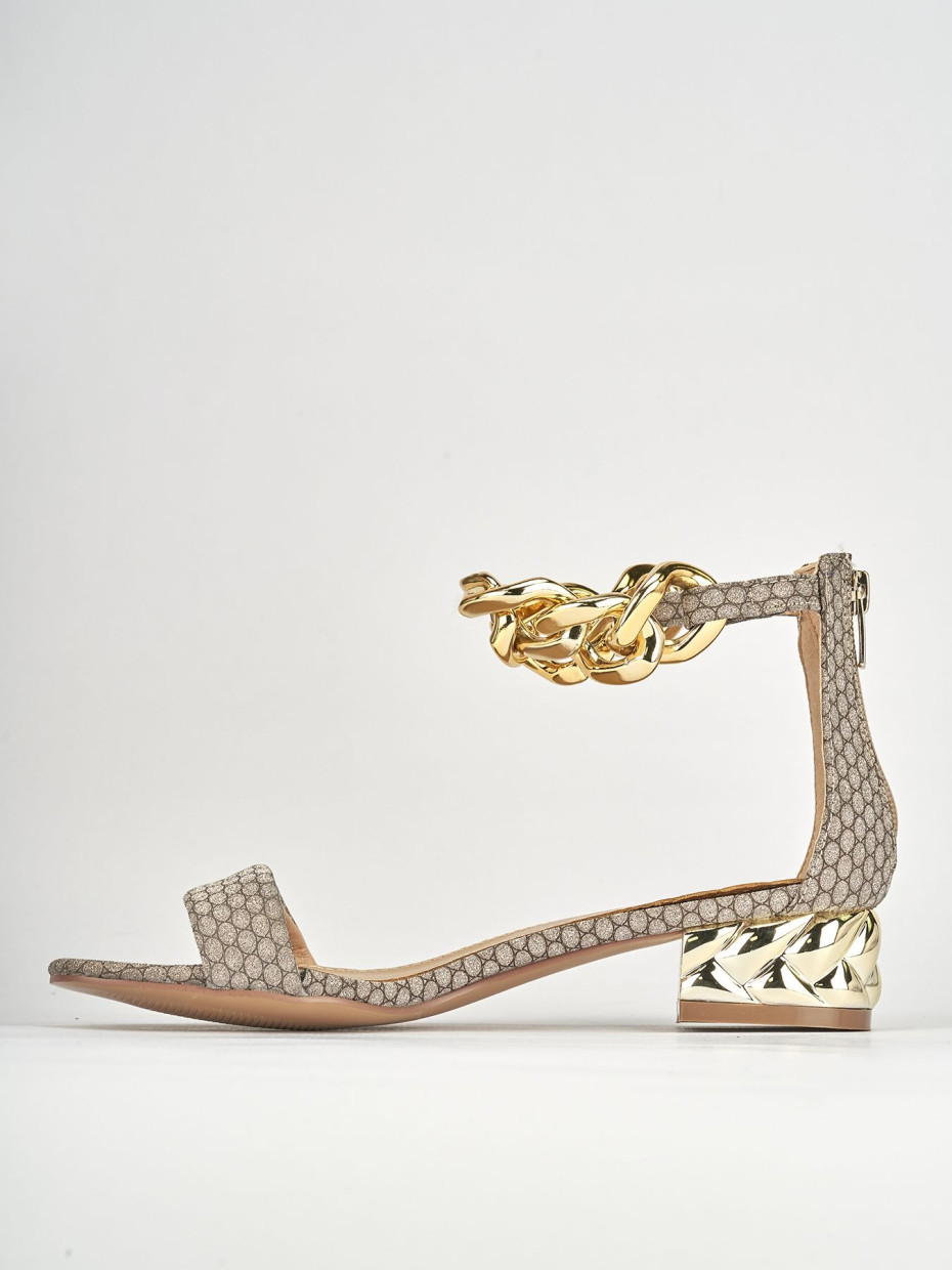 Low heel sandals woman heel 3 cm bronze leather Barca Stores