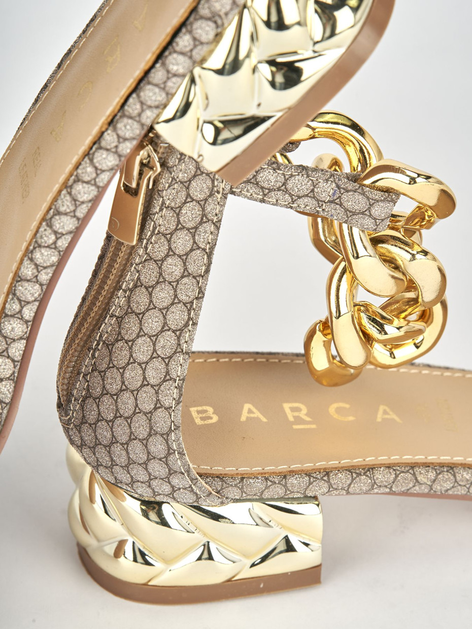 Sandali tacco 3cm pelle bronzo