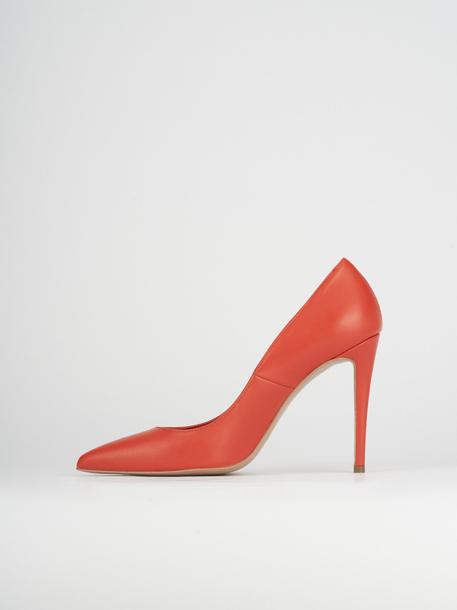 Décolleté e slingback tacco 10cm pelle arancio