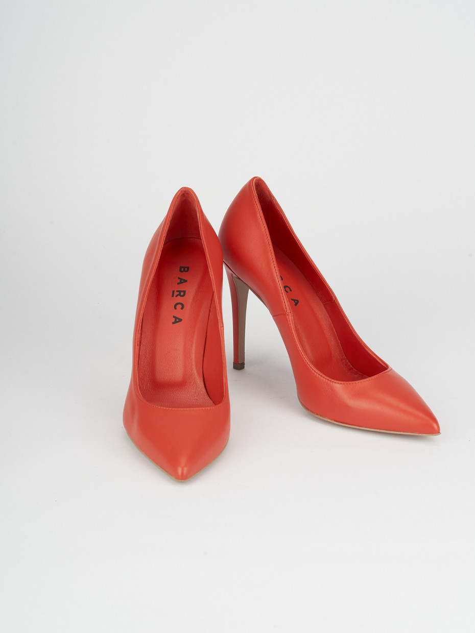 Décolleté e slingback tacco 10cm pelle arancio
