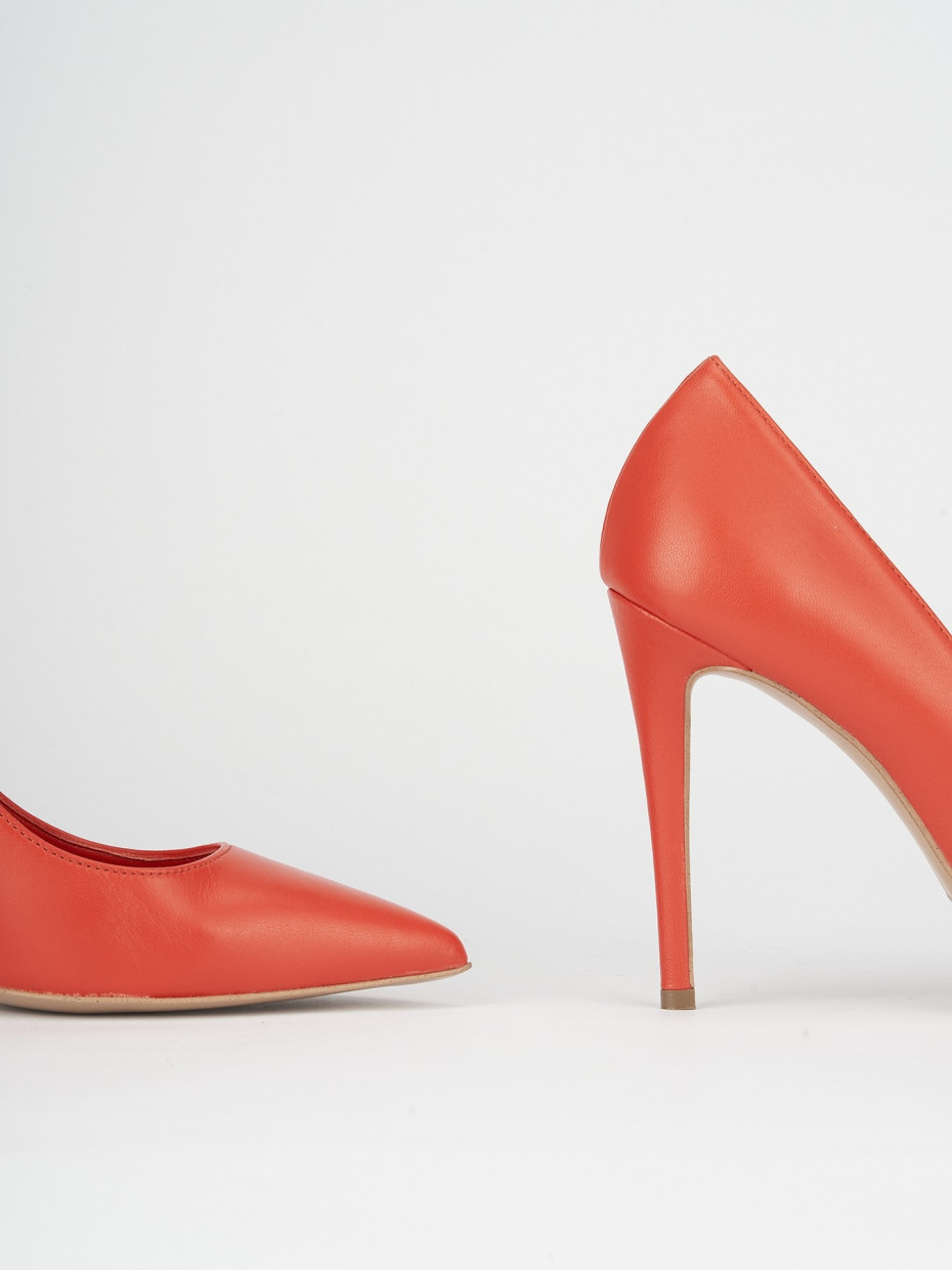 Décolleté e slingback tacco 10cm pelle arancio