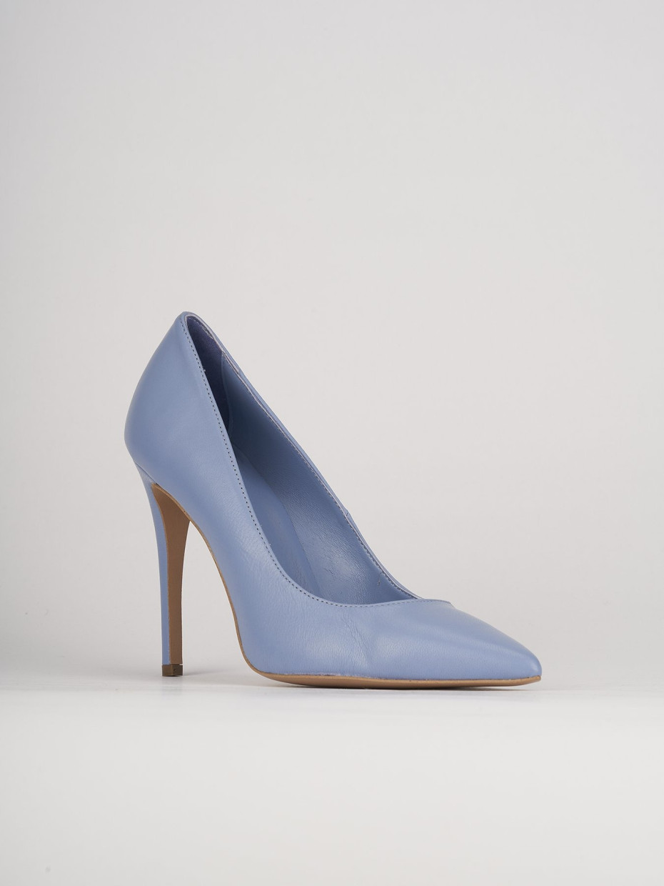 Décolleté e slingback tacco 10cm pelle azzurro