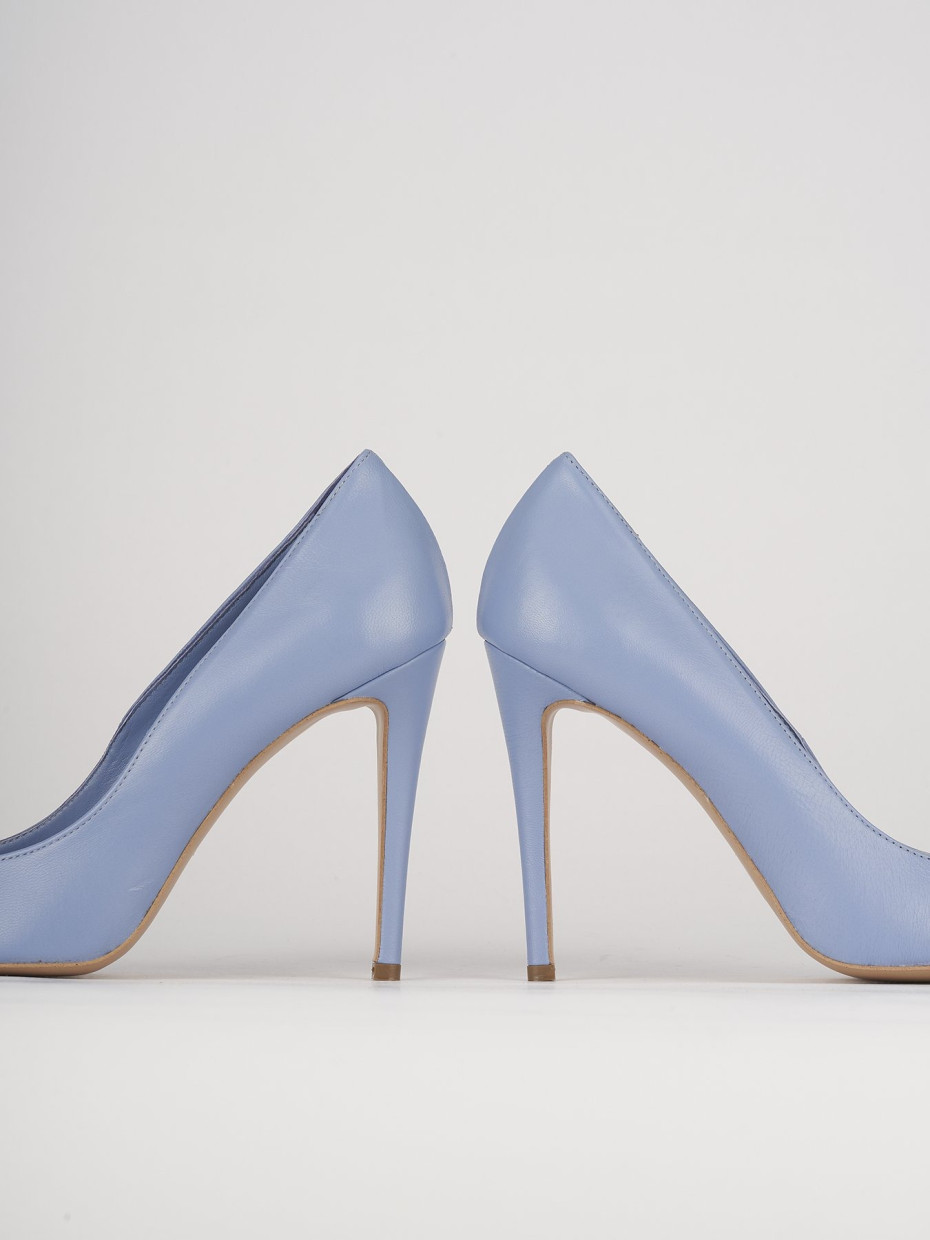 Décolleté e slingback tacco 10cm pelle azzurro