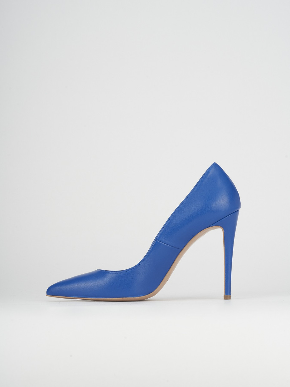 Décolleté e slingback tacco 10cm pelle blu