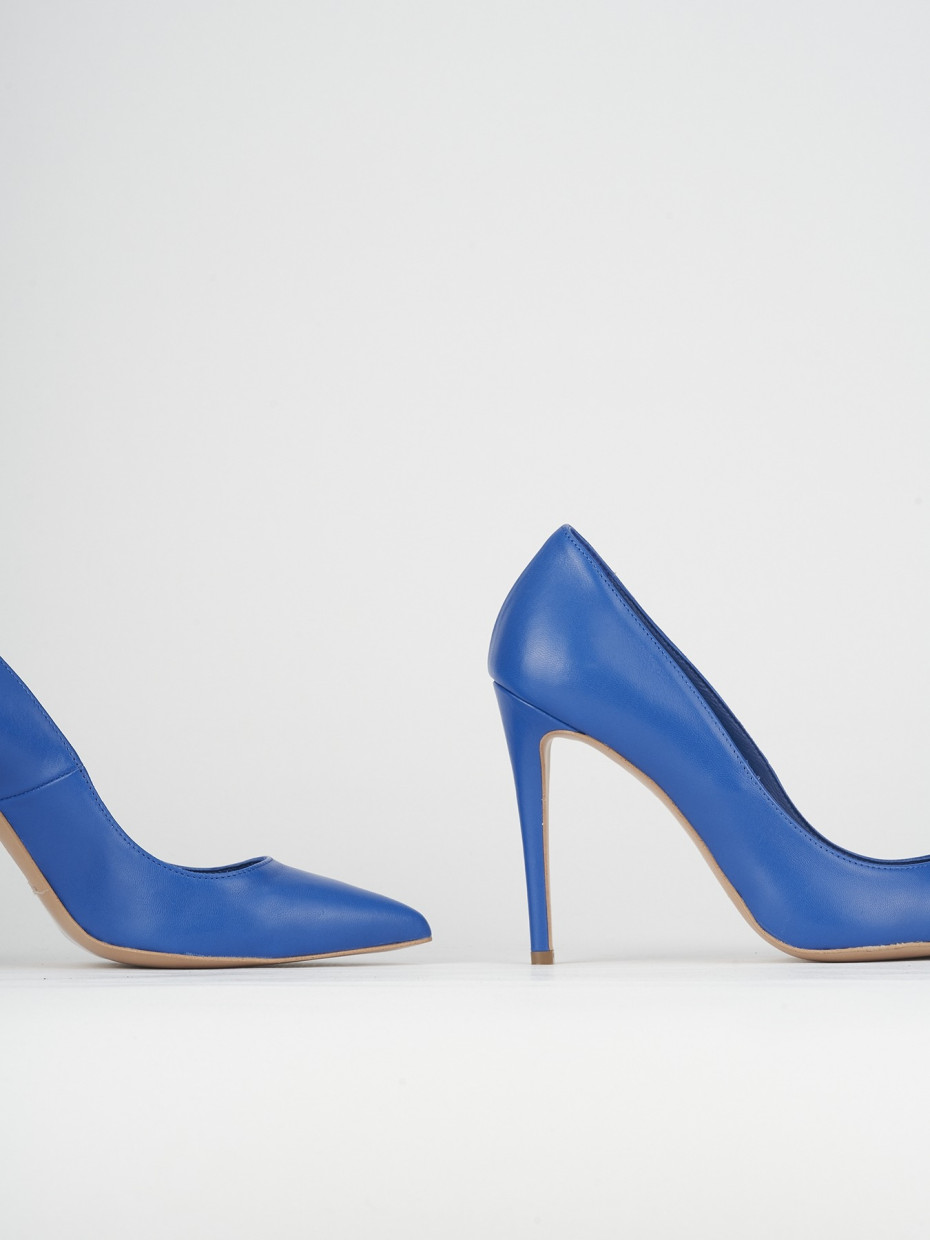 Décolleté e slingback tacco 10cm pelle blu