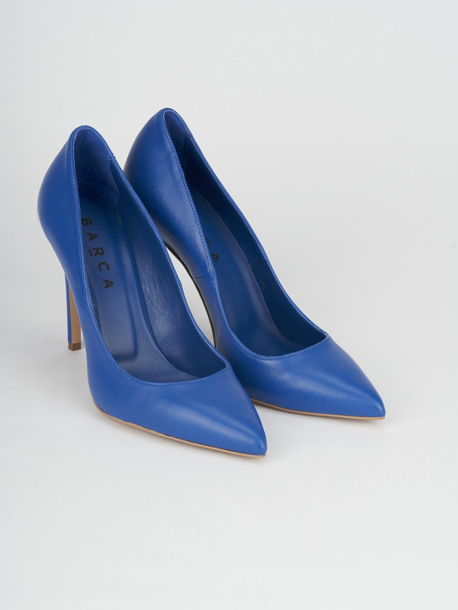 Décolleté e slingback tacco 10cm pelle blu
