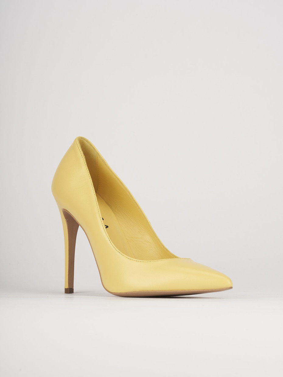 Décolleté e slingback tacco 10cm pelle giallo