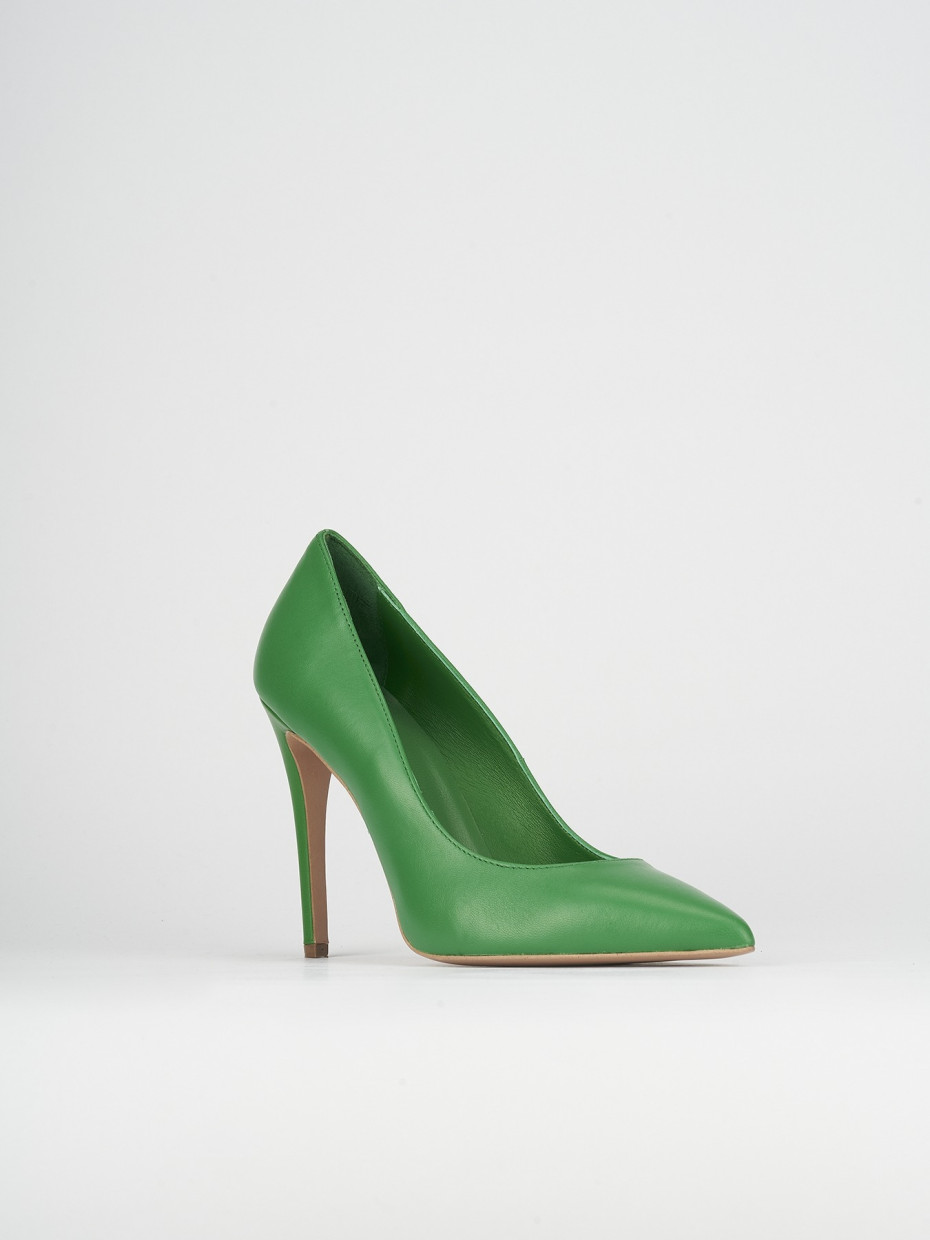 Pumps woman heel 10 cm green leather Barca Stores