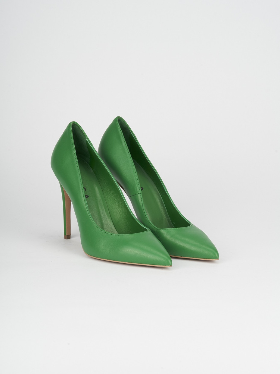 D collet tacco 10cm pelle verde Barca Stores