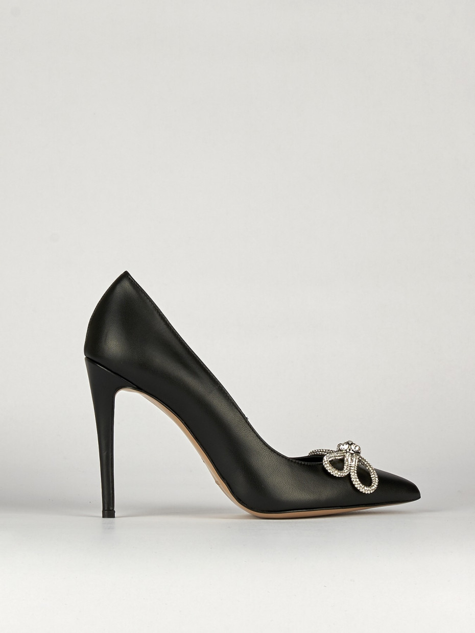 Decolte' tacco 10 cm nero pelle