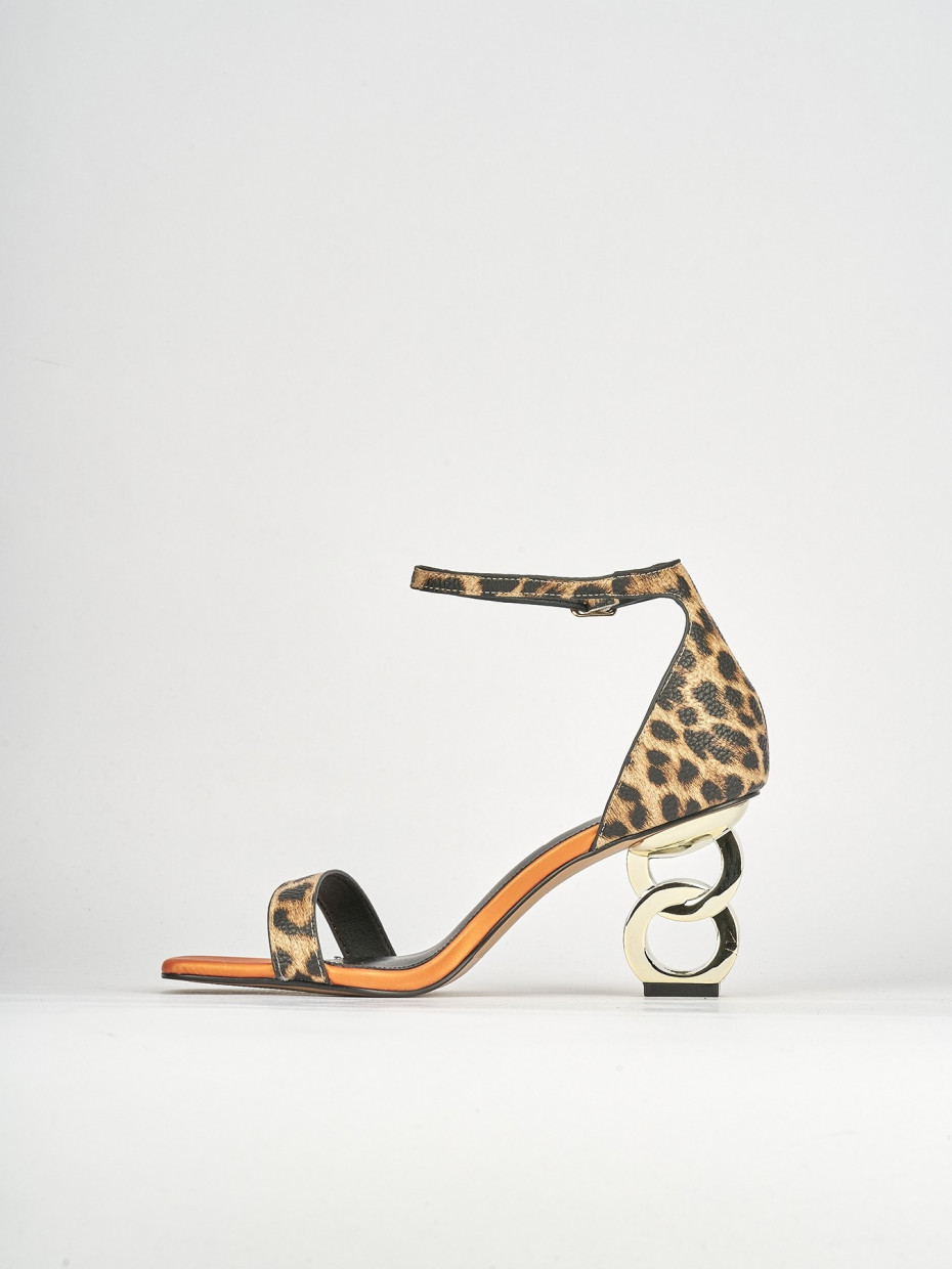 Sandali tacco 7cm pelle multicolor
