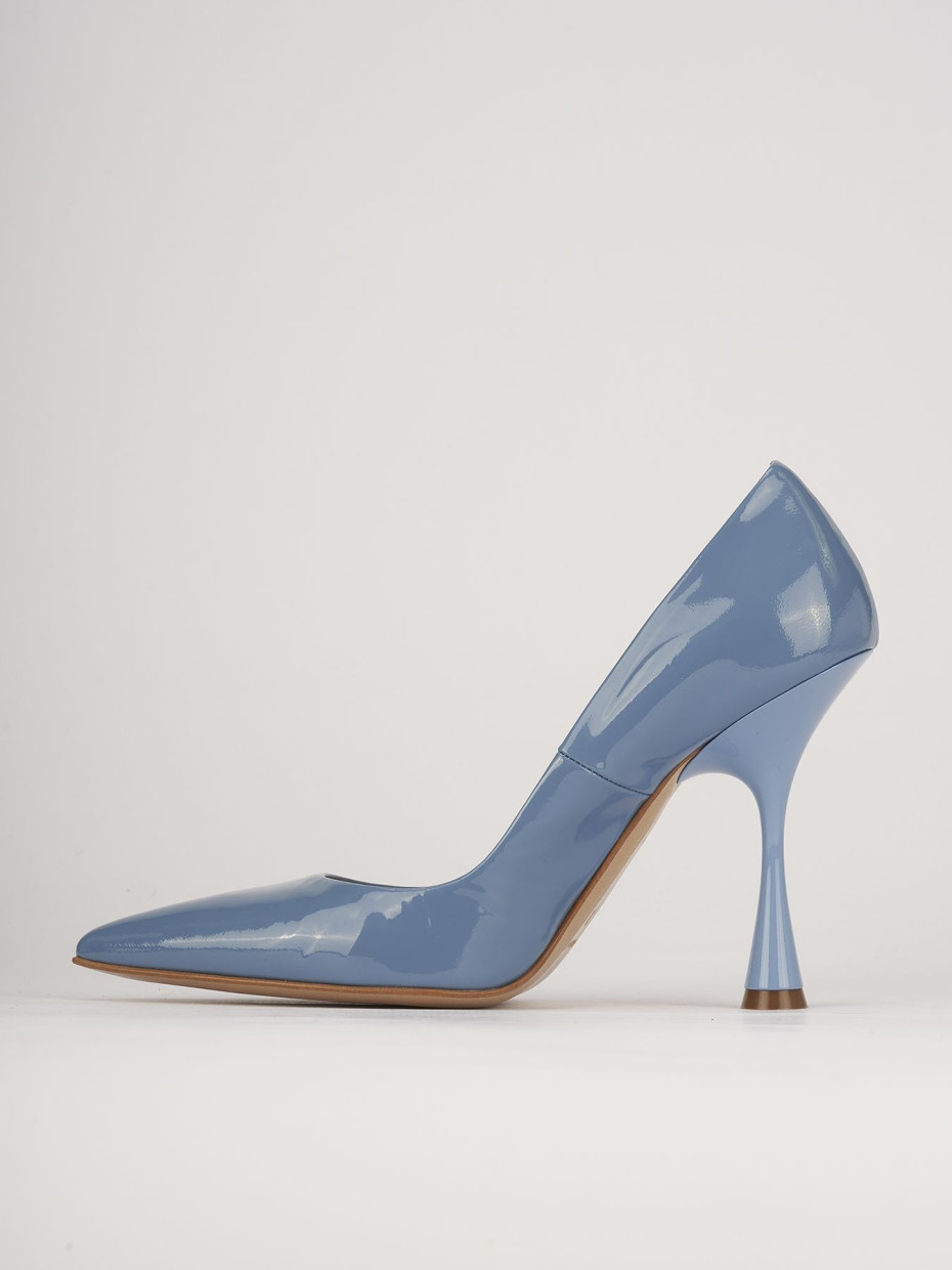 Decolte' tacco 9 cm azzurro vernice