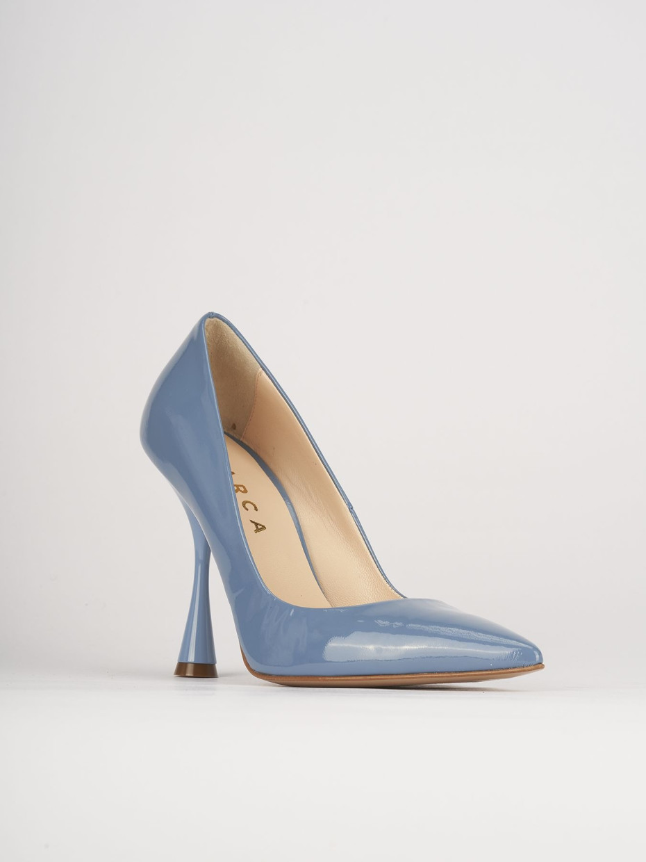 Decolte' tacco 9 cm azzurro vernice