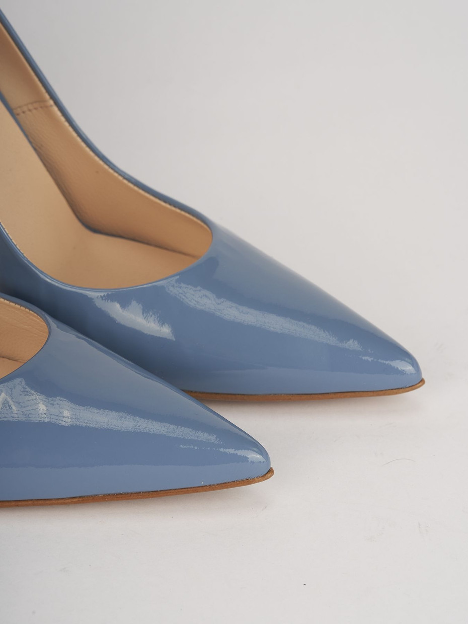 Decolte' tacco 9 cm azzurro vernice