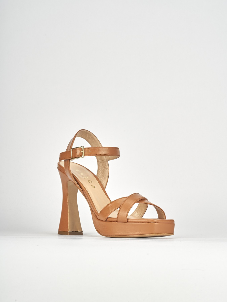 Sandali tacco 9cm pelle marrone