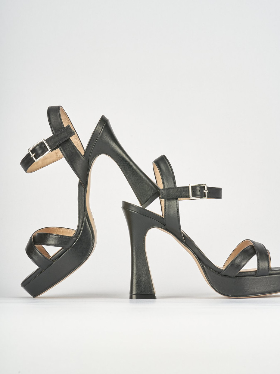 Sandali tacco 9cm pelle nero