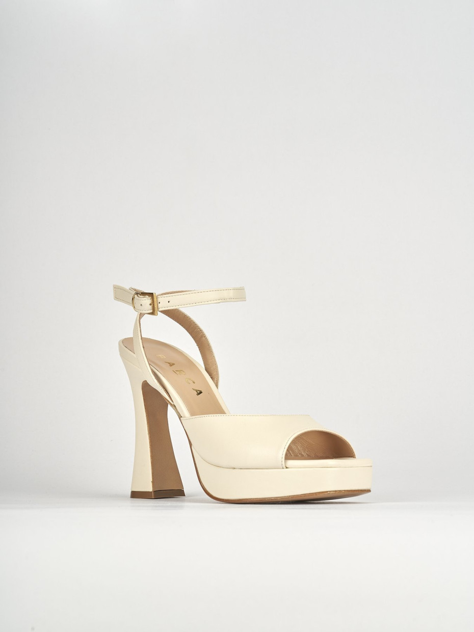Sandalo tacco 10 cm  bianco pelle