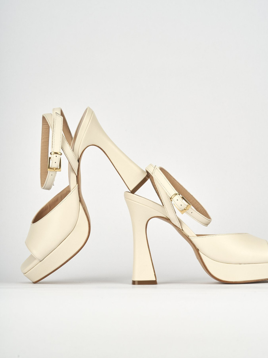 Sandalo tacco 10 cm  bianco pelle