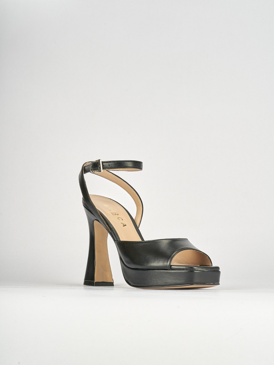 Sandalo tacco 10 cm  nero pelle