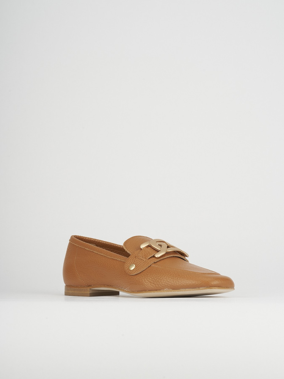 Mocassino tacco 1 cm marrone pelle
