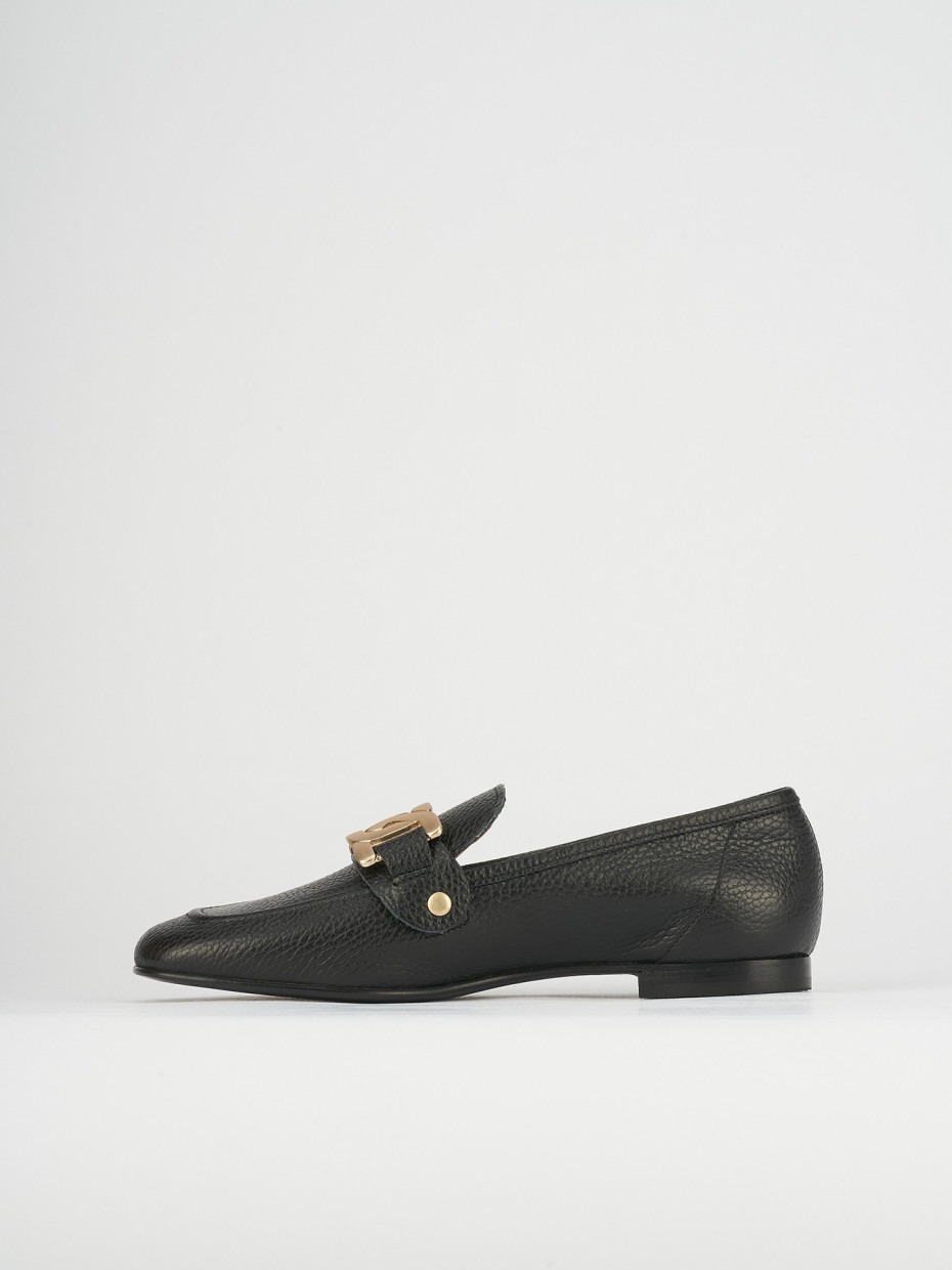 Mocassino tacco 1 cm nero pelle