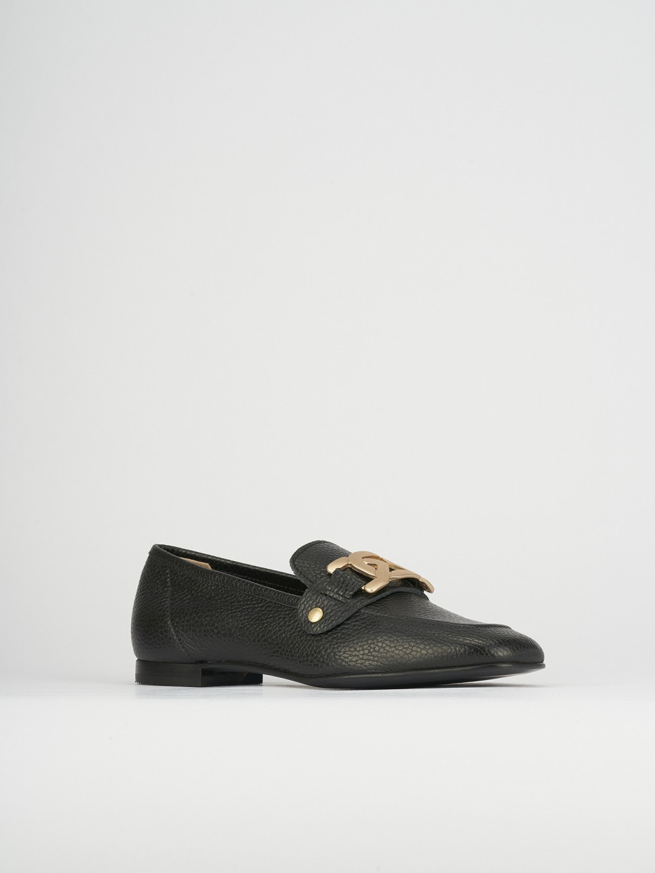 Mocassino tacco 1 cm nero pelle