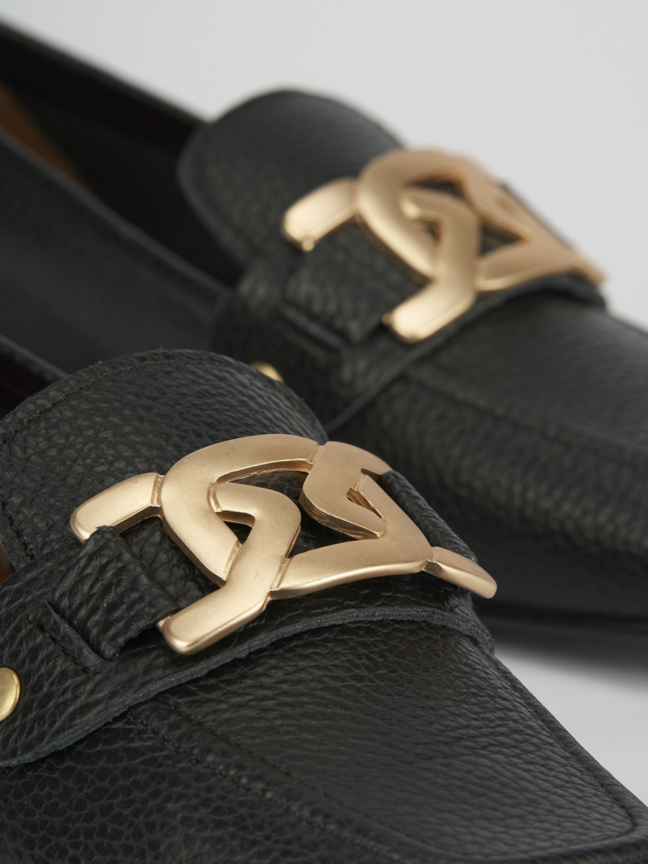 Mocassino tacco 1 cm nero pelle